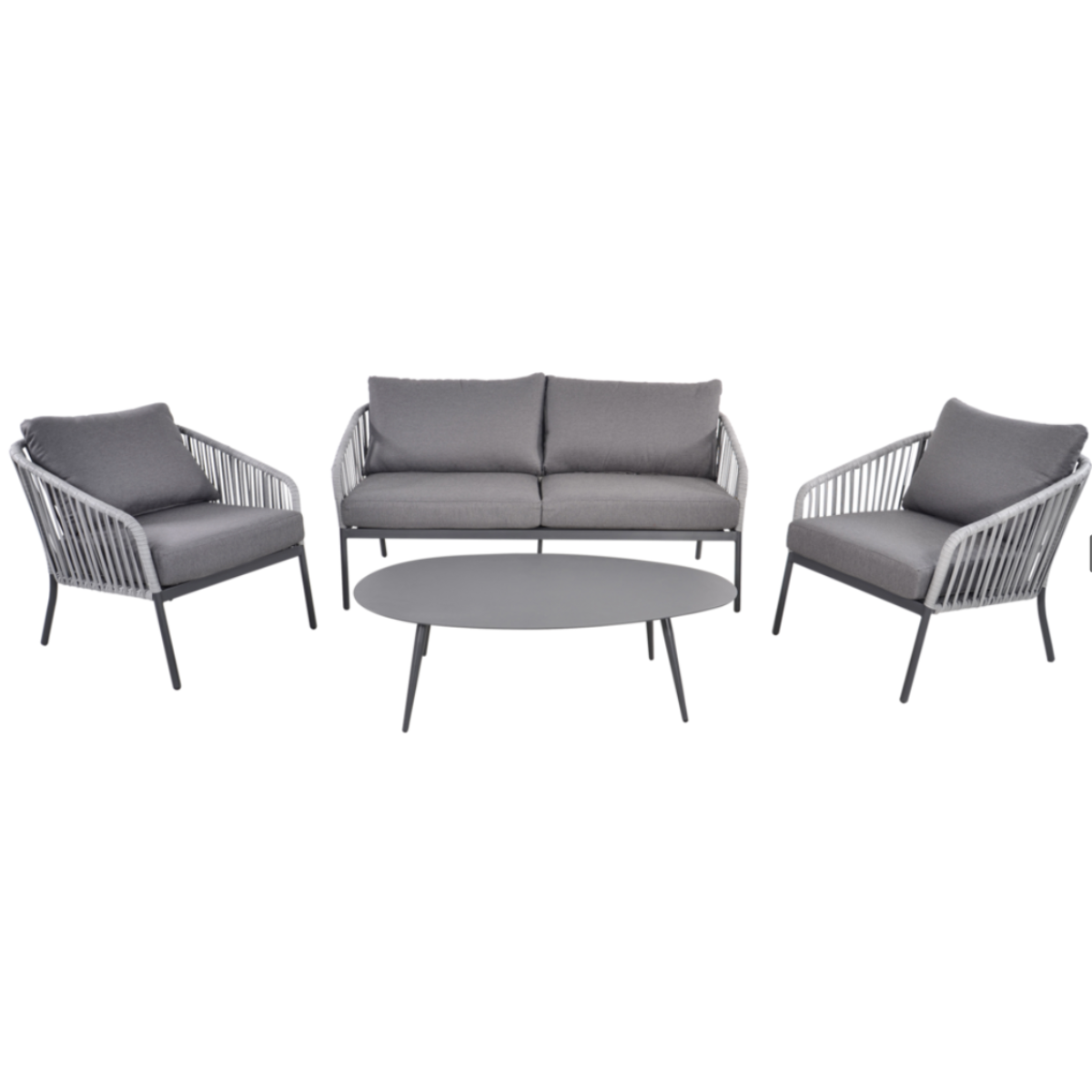 Nancy's Mach Loungeset - Riet en Aluminium Frame - Grijs