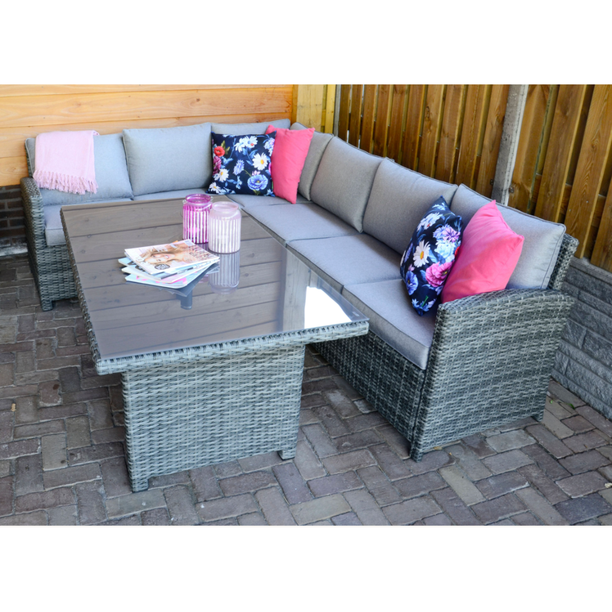 Nancy's Shotover Loungeset - Riet en Aluminium Frame - Grijs