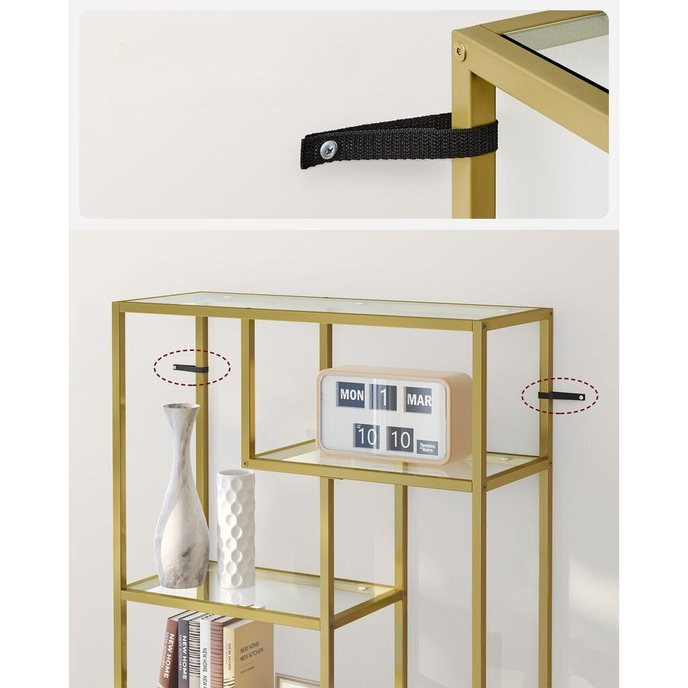Nancy's Lara Boekenkast Goud Transparant - Wandkast - Opbergkast - Staande kast - 80 x 30 x 180 cm