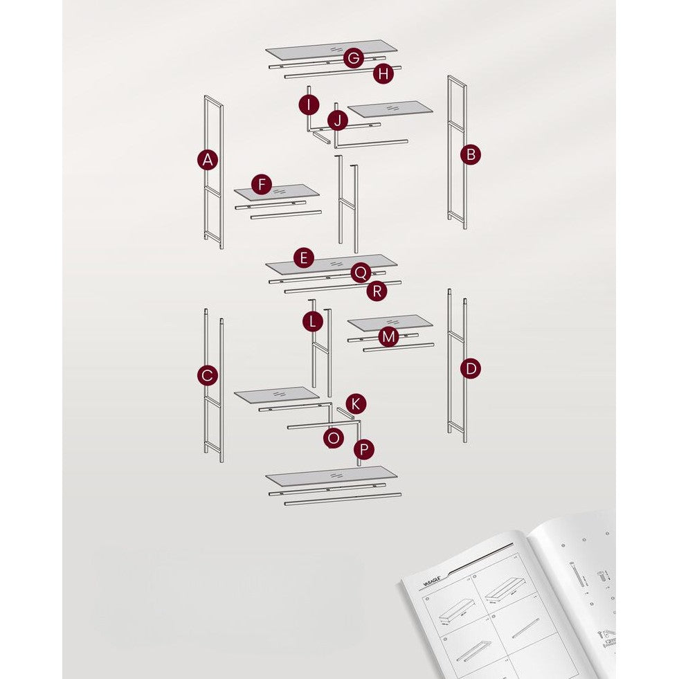 Nancy's Lara Boekenkast Goud Transparant - Wandkast - Opbergkast - Staande kast - 80 x 30 x 180 cm
