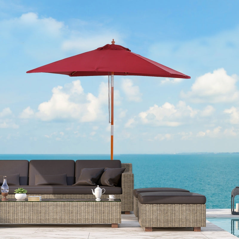 Nancy's Arvin Parasol - Tuinparasol - Zonwering - Opvouwbaar - 3 Niveaus - Hout - Polyester - Wijnrood - 200 x 150 cm