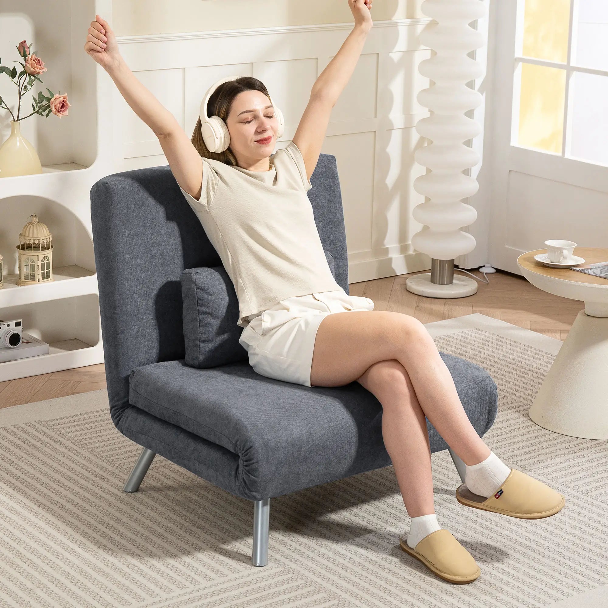 Nancy's Malalbergo Slaapbank - Slaapfauteuil - Verstelbaar - Grijs - Fluweel