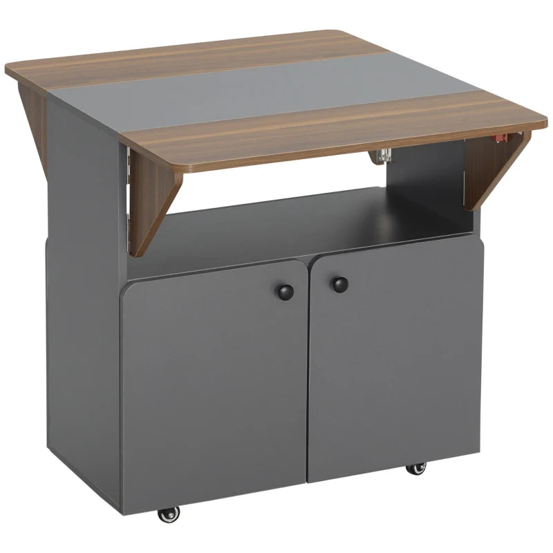 Nancy's Misterbianco Bijzettafel op Wieltjes - Bijzettafeltje - Klaptafel - Multifunctioneel - Grijs / Bruin