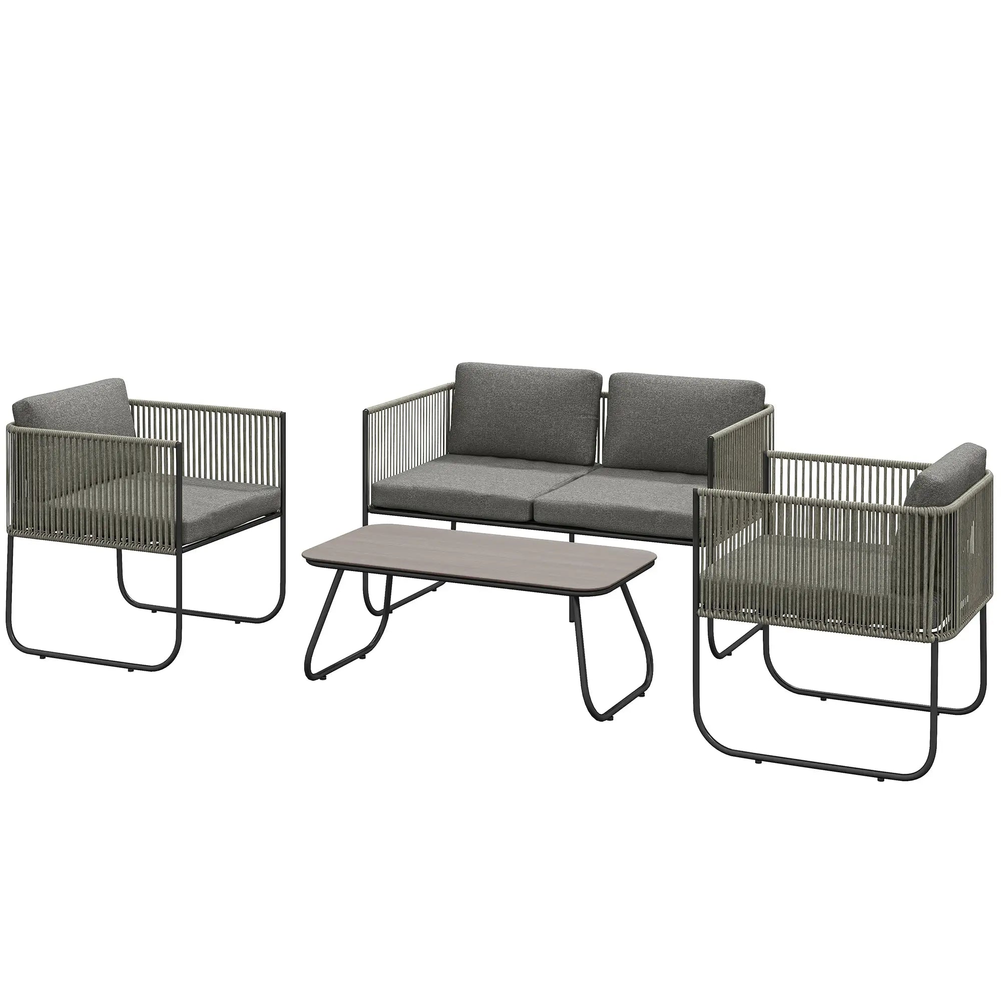 Nancy's Gavinana Loungeset - Tuinset - Tuinmeubelset - Grijs - Rotan
