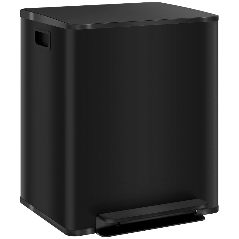 Nancy's Bionaz Afvalscheidings Prullenbak - Pedaalemmer - Prullenbak - Afvalscheiding - Zwart - RVS - 2 x 25L