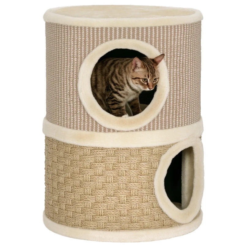 Nancy's Nuraminis Krabpaal - Kattenpaal - Krabmat - Pluche / Sisal - ± 35 x 35 x 50 cm
