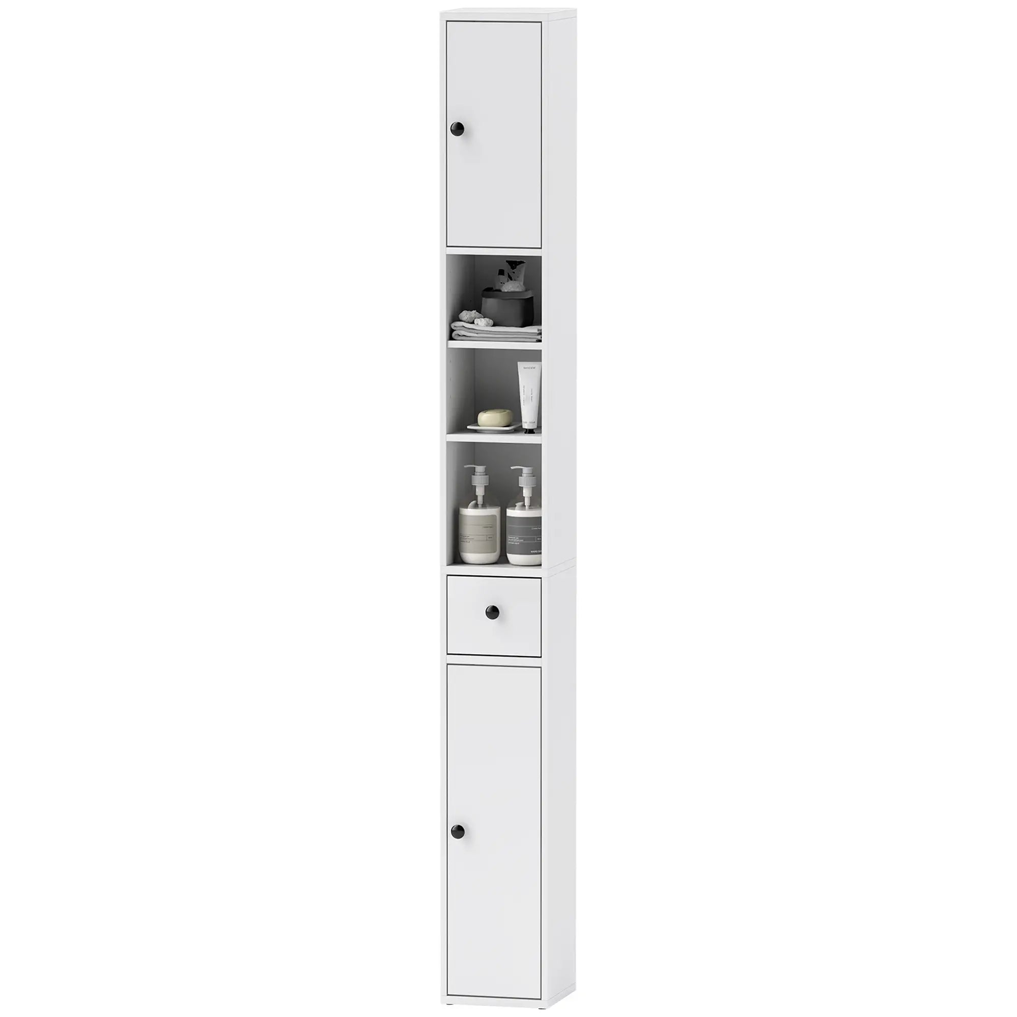 Nancy's Demonte Badkamerkast - Badkamermeubel - Wit - ± 20 x 20 x 180 cm