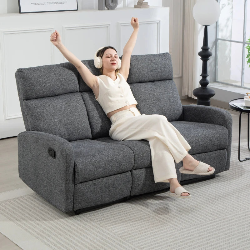 Nancy's Marebbe 3-Zitsbank - Zitbank - Relaxsofa - Verstelbaar - Grijs - Chenille - ± 160 x 90 x 100 cm