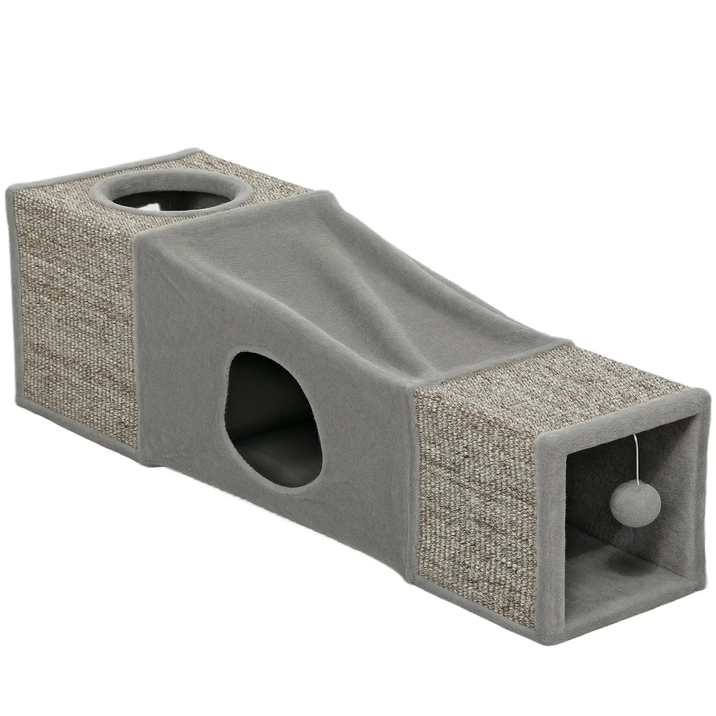 Nancy's Frassino Kattentunnel - Kattengrot - Bruin / Grijs - ± 100 x 30 x 30 cm