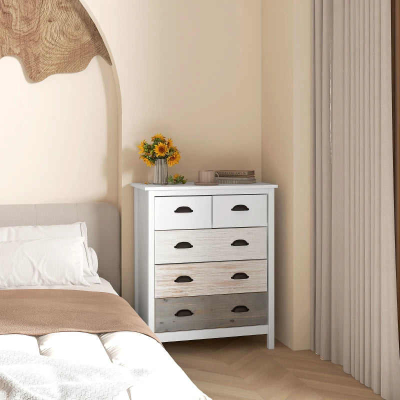 Nancy's Alassio Commode - Dressoir - Sideboard - Opbergkast - Wit / Bruin - ± 70 x 40 x 85 cm