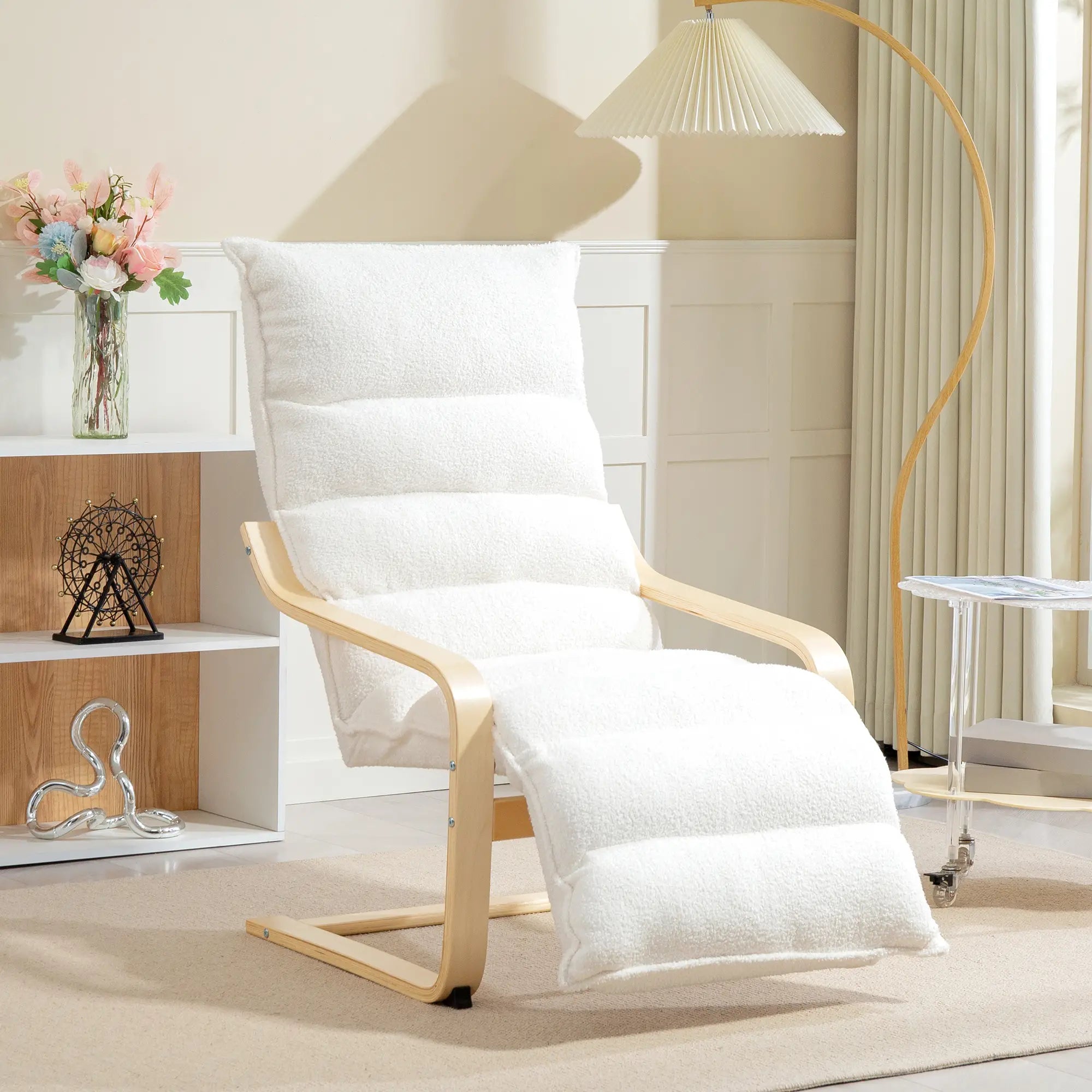Nancy's Laterina Relaxfauteuil - Loungestoel - Relaxstoel - Wit - Fleece