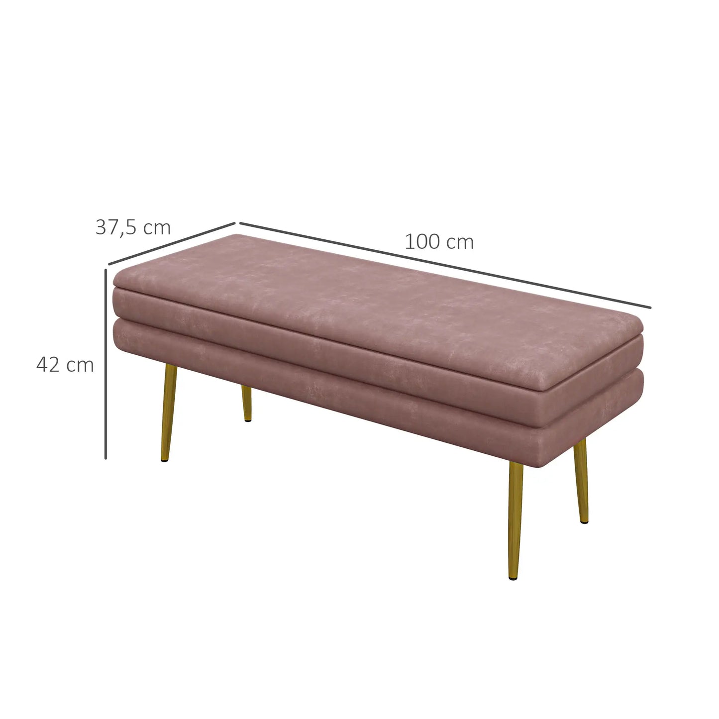 Nancy's Lavagna Bankje - Opbergbank - Roze - Polyester - ± 80 x 35 x 45 cm