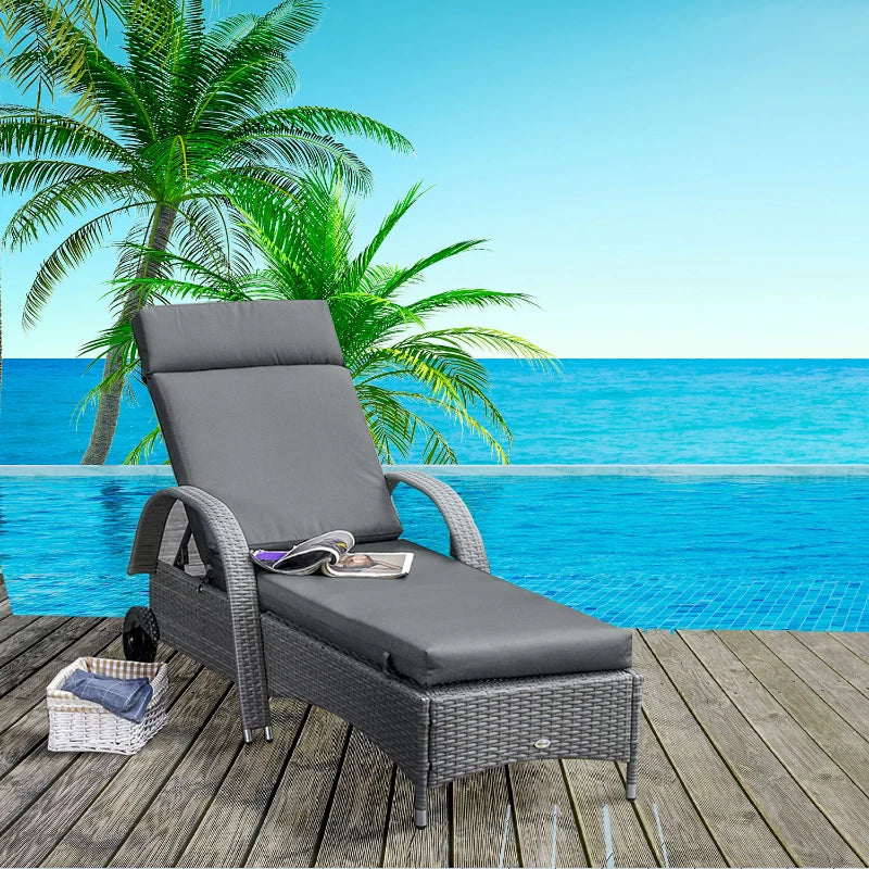Nancy's Gradiz Lounge Cushion - Coussin de chaise longue - Coussin de jardin - Gris - ± 200 x 50 cm