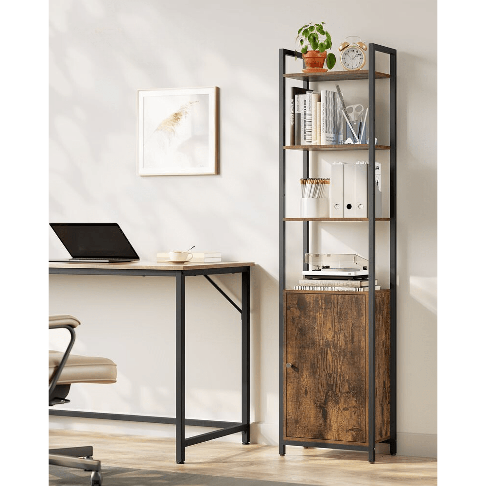Nancy's Bareggio Wall Cabinet - Bookcase - Storage Cabinet - Brown / Black - ± 40 x 25 x 160 cm