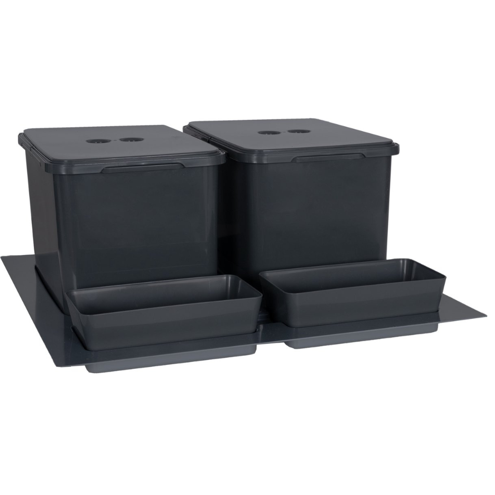 Eleganca Prullenbak lade - Inbouw prullenbak - Inbouw afvalemmer - Inbouw afvalbak - Inbouw vuilnisbak - 2x12 Liter