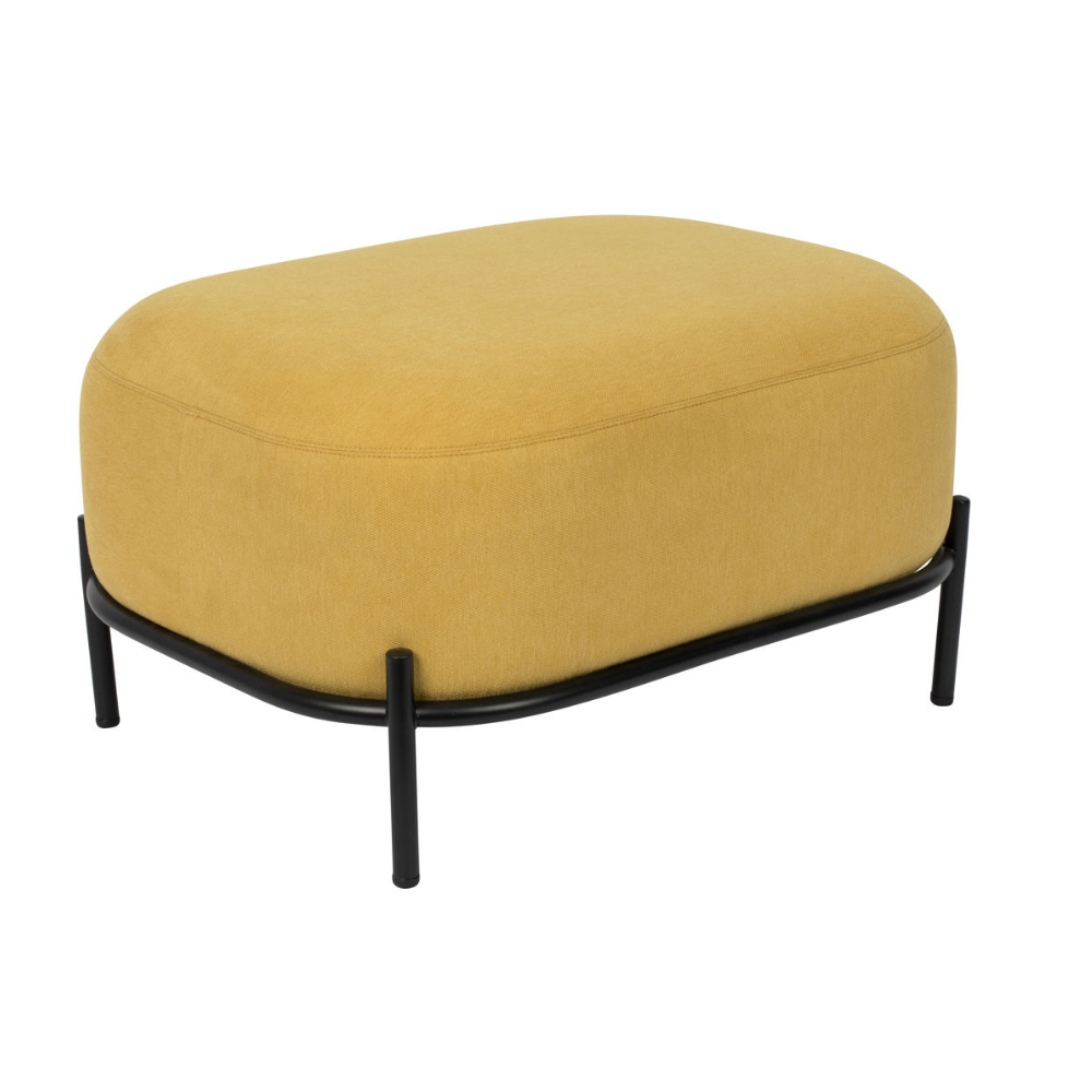 Nancy's Alum Rock Hocker - Industrieel - Geel, Zwart - Polyester, Multiplex, IJzer - 50,5 cm x 66 cm x 36 cm