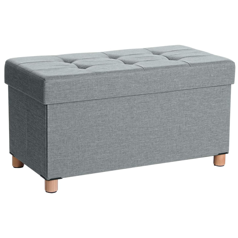 Nancy's Burras Bench with Storage - Bench with Storage Space - Footstool - 65L - Light gray - ± 75 x 40 x 40 cm