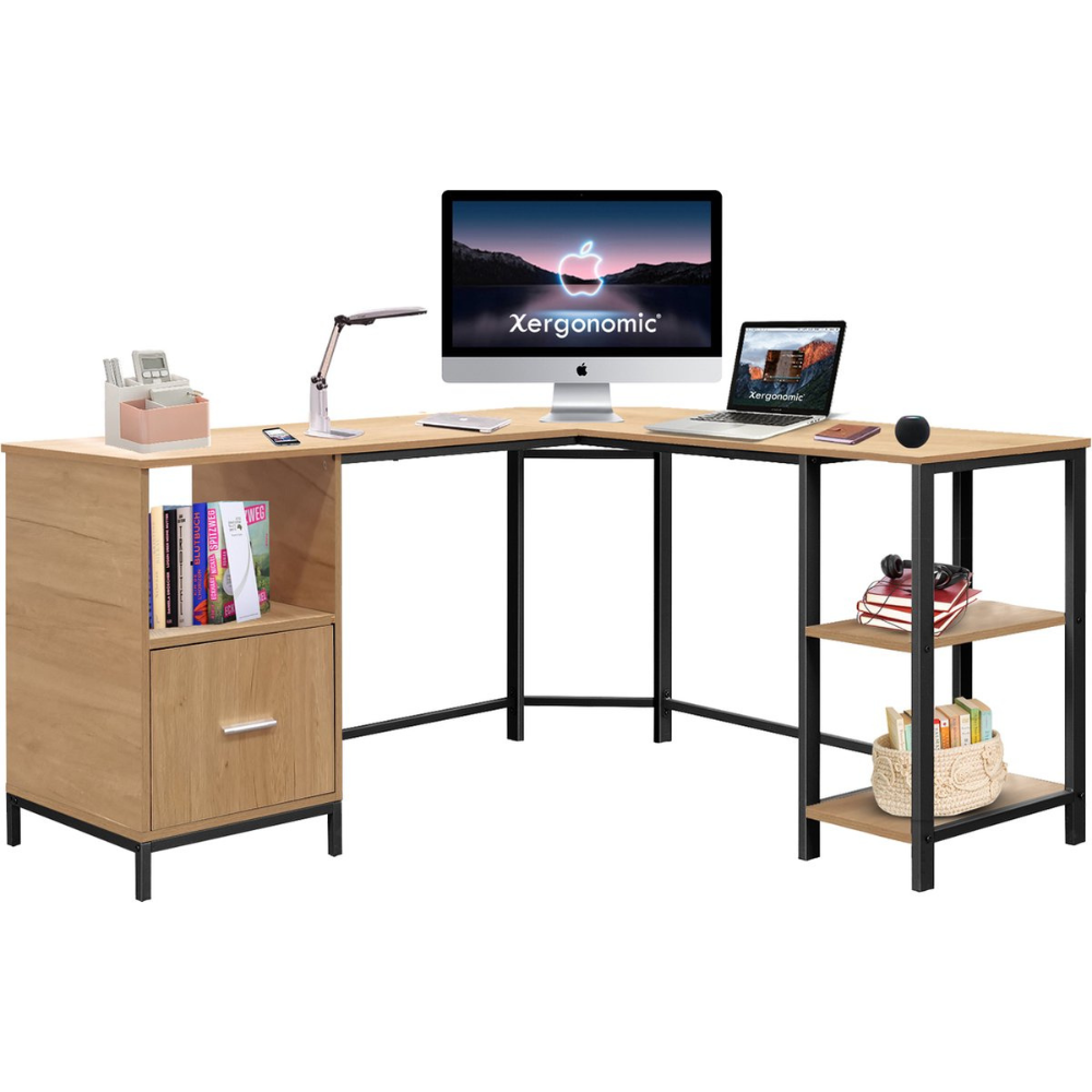 Xergonomic Hoekbureau Zwart/Naturel