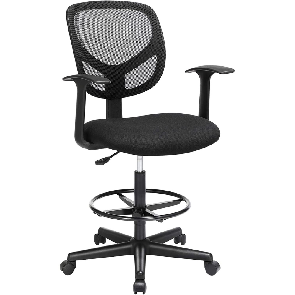 Nancy's Haypook Office Chair - Swivel Chair - Work Stool - Ergonomic - Armrests - Height Adjustable - Footrest - Black