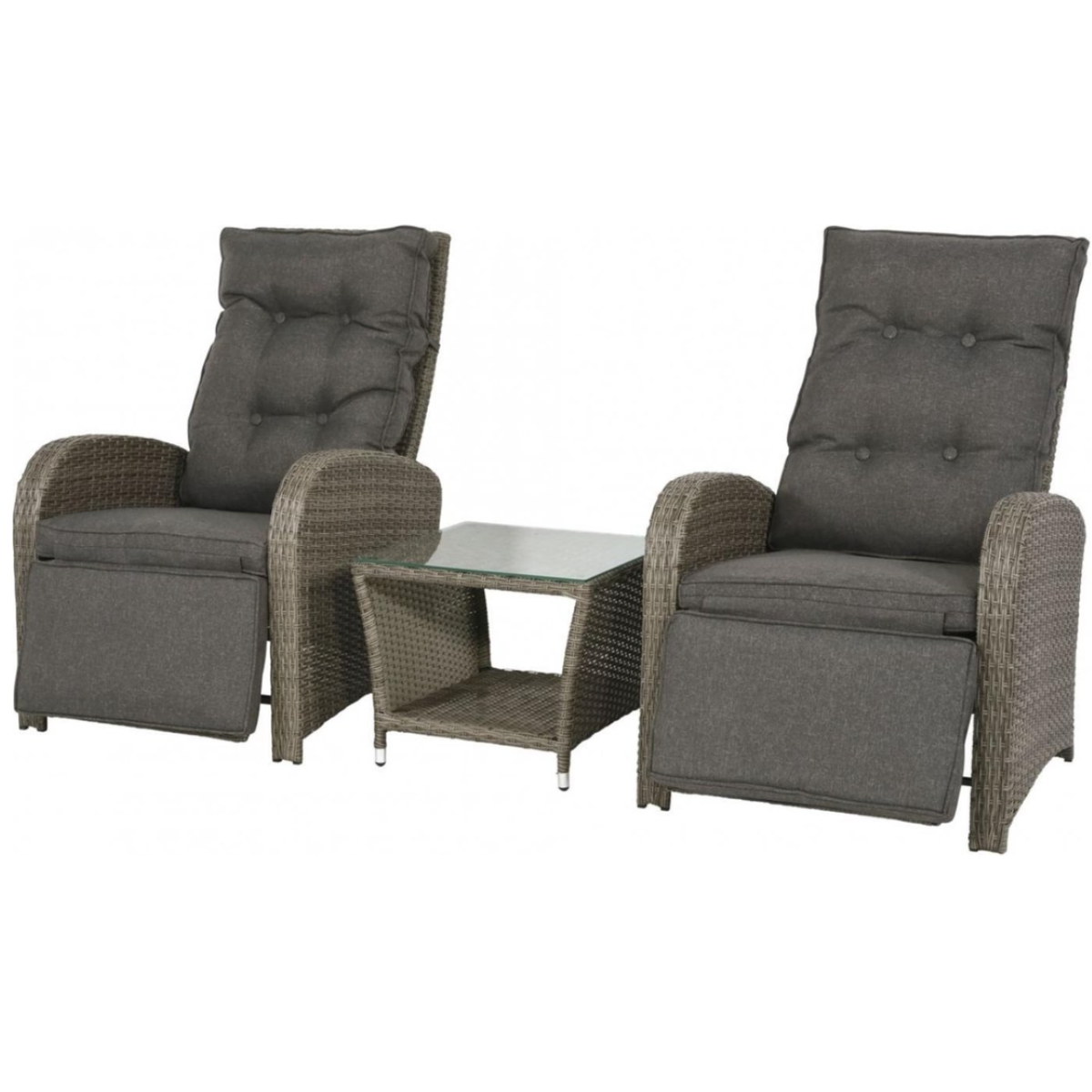 Nancy's Posen 2 Chaises de jardin - Table d'appoint - Ensemble de salon - Osier - Gris