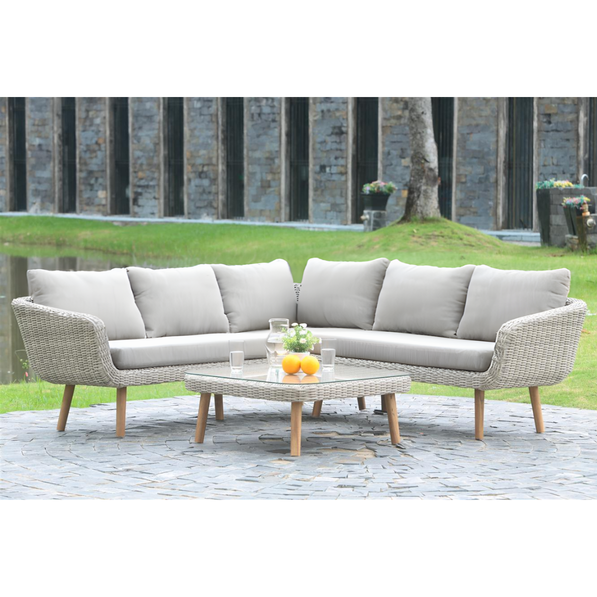 Nancy's Mira Lounge Set - Ensemble de jardin - Canapé lounge - Ensemble lounge 2 pièces - Gris clair