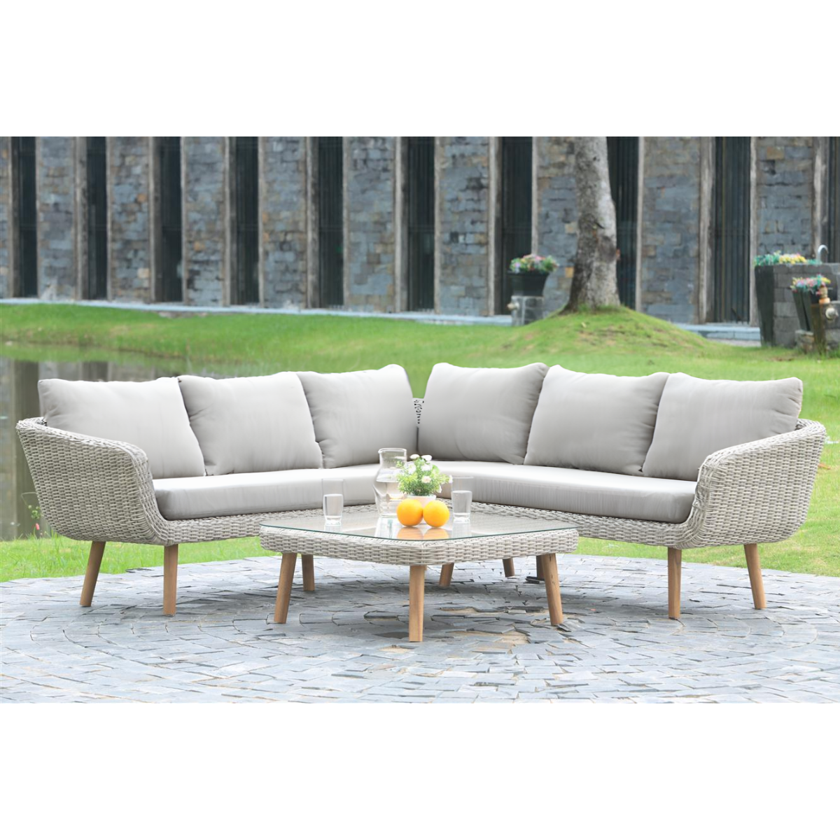 Nancy's Mira Loungeset - Tuinset - Loungebank -  2-delige Lounge Set - Lichtgrijs