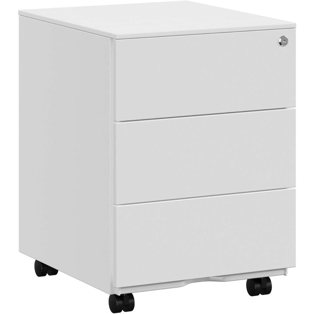 Nancy's Hazelton Ladeblok - Archiefkast - Op Wieltjes - Slot - 3 Lades - Wit - Metaal - 39 x 45 x 55 cm