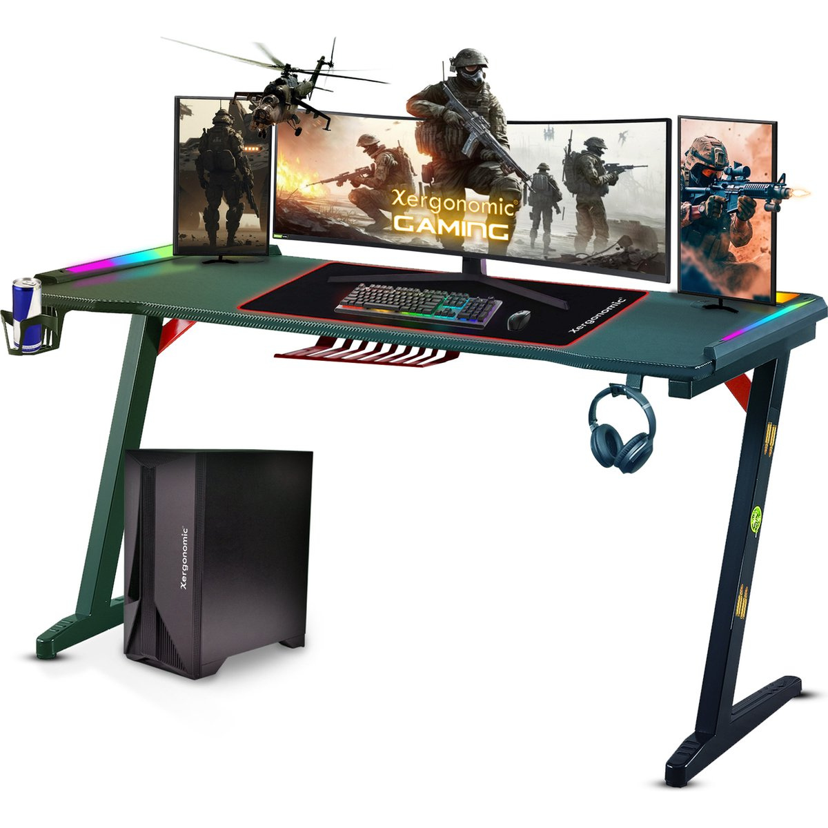 Xergonomic Hard2Kill Gaming Bureau - Game Desk - Bureau - Game Bureau 140cm