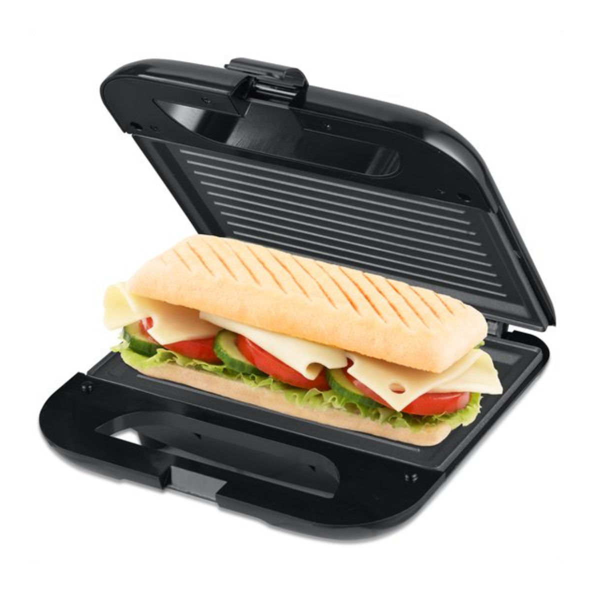 MOA Tosti apparaat - Tosti ijzer - Contactgrill - Sandwichmaker - Anti aanbaklaag - 20 x 22 cm - 750 watt - Zwart