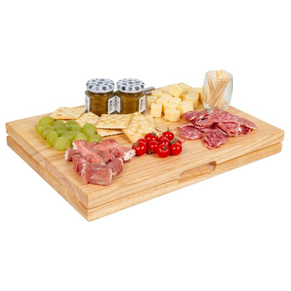 Nancy's 2-in-1 XXL Snijplank - Uitklapbaar- Borrelplank - Kaasplank - Tapasplank - Serveerplank - Hout - Geschenkverpakking