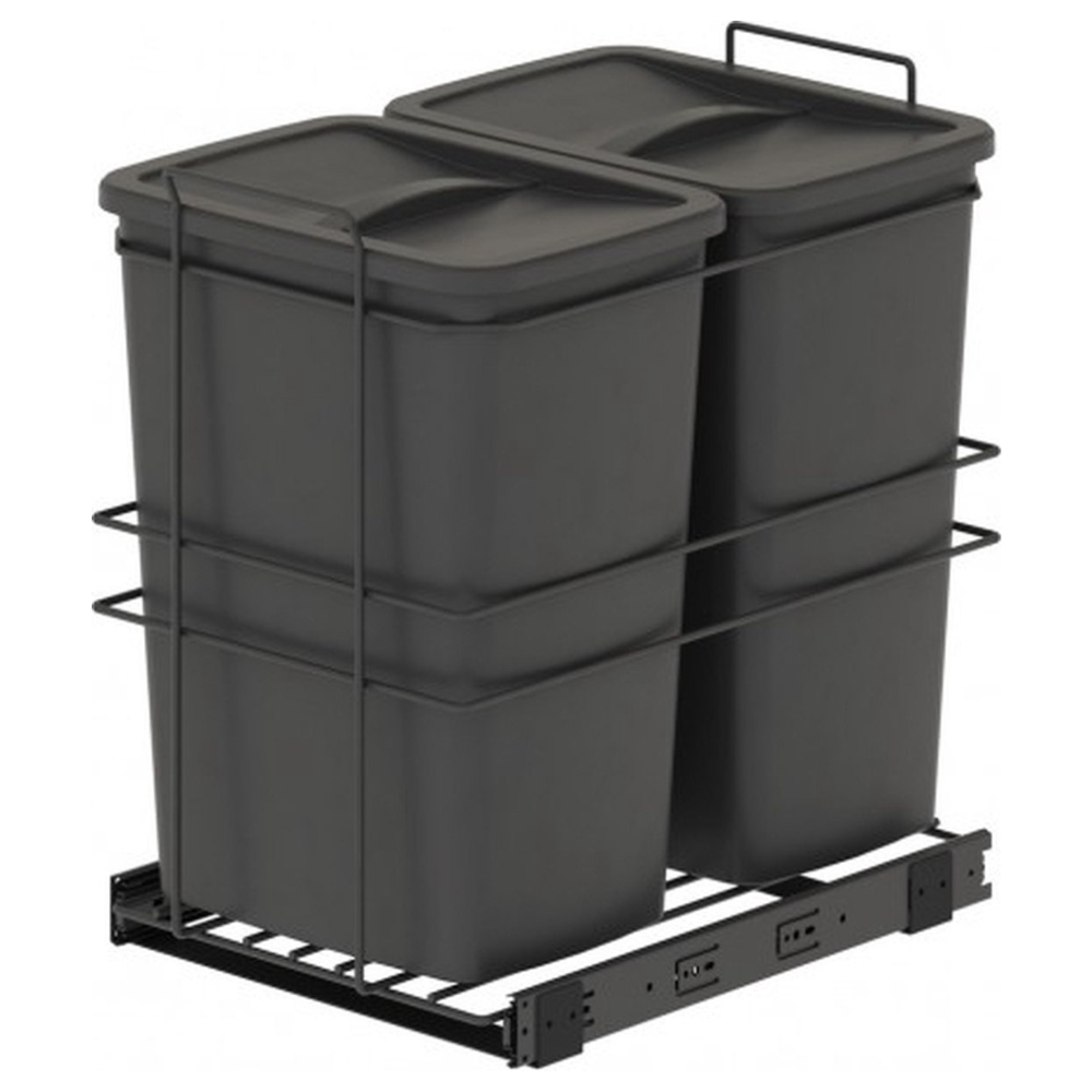 Inbouw prullenbak 2x35 Liter - Inbouw afvalemmer - Inbouw afvalbak - Inbouw vuilnisbak - Prullenbakken afval scheiden - 2x35 Liter bodembevestiging en handmatig uittrekbaar
