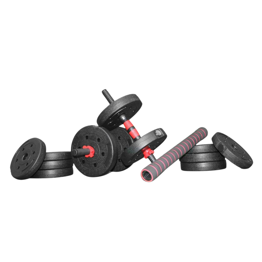 SOUTHWALL Verstelbare Dumbbell Set tot 40kg – Halterset – 2-in-1 Gewichten – Home Gym - Krachttraining – Rood