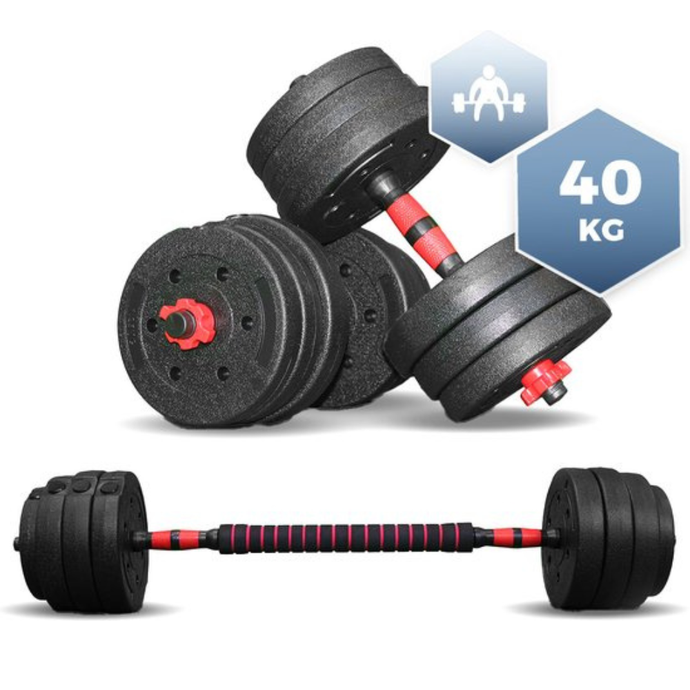 SOUTHWALL Verstelbare Dumbbell Set tot 40kg – Halterset – 2-in-1 Gewichten – Home Gym - Krachttraining – Rood