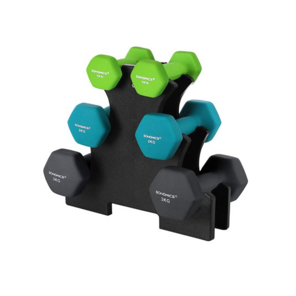 Nancy's Haughton Dumbbell Set - Dumbbells - Weightlifting - 6 Pieces - Dumbbell Stand - 2 x 1 kg - 2 x 2 kg - 2 x 3 kg