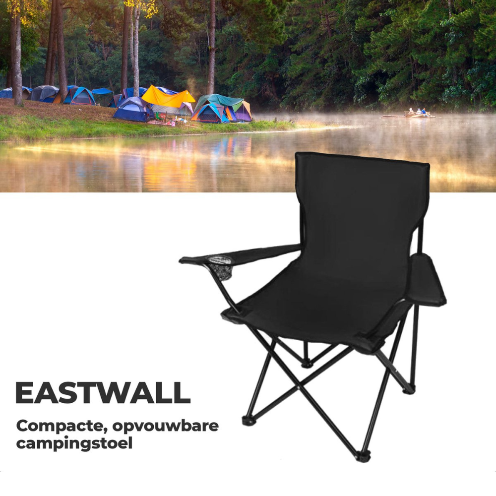 EASTWALL Campingstoel opvouwbaar Zwart