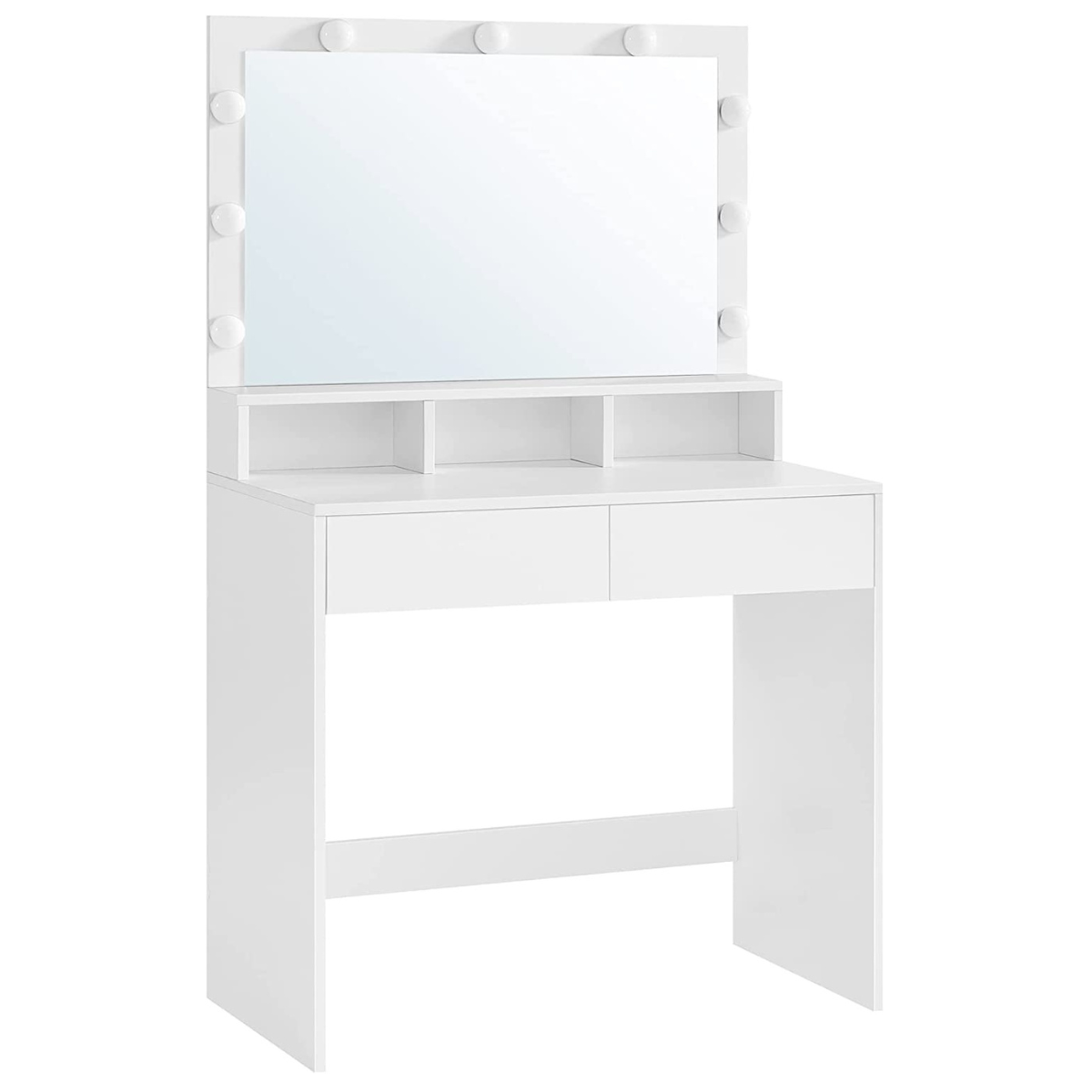 Nancy's Bungays Brook Kaptafel met LED-lampen - Make-up Tafel - Modern - Wit - 80 x 40 x 140 cm