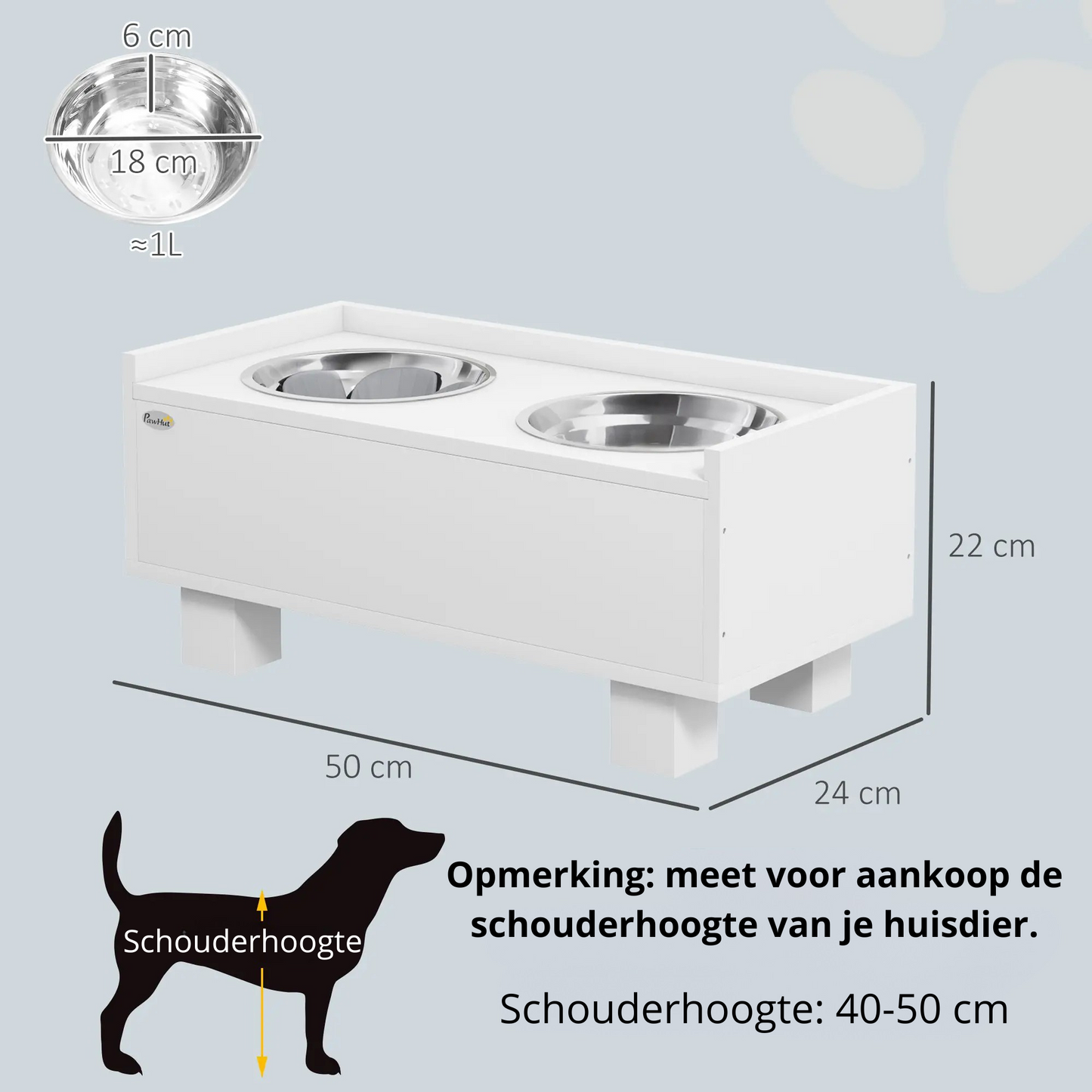 Nancy's Marecos Voerstation - Voerbakken - Drinkbakken - Wit - ± 20 x 50 x25 cm