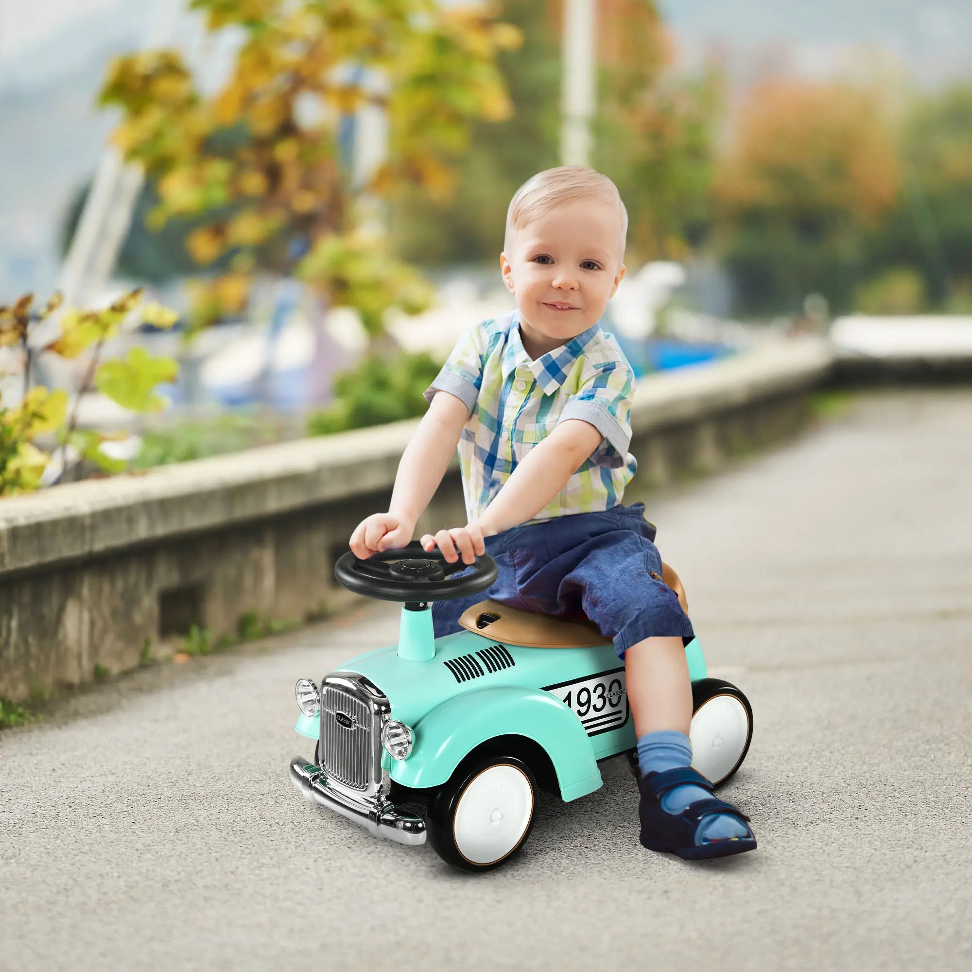 Nancy's Lucignano Loopauto - Kinderauto - Vintage Design - Groen / Zwart