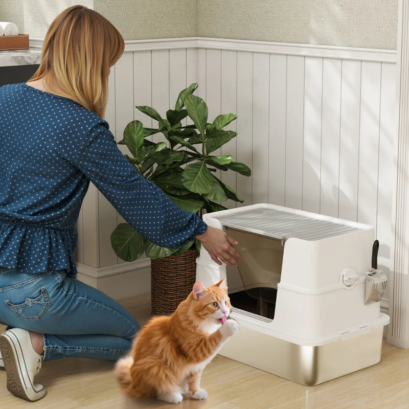 Nancy's Modugno Kattenbak - Katten wc - Kattentoilet - RVS / Grijs - ± 60 x 40 x 45 cm