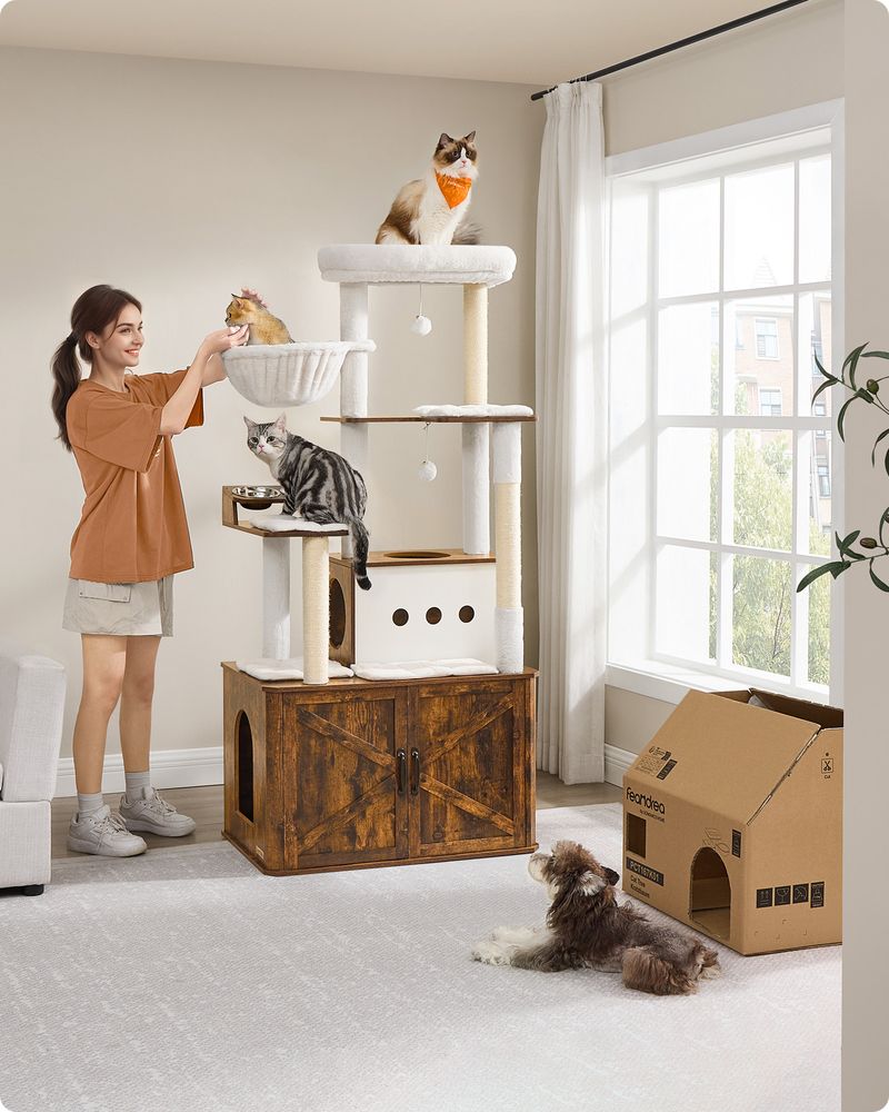 Nancy's Ovoa Krabpaal - Kattenboom - Kattentoren - Vintage Bruin - ± 80 x 50 x 170 cm