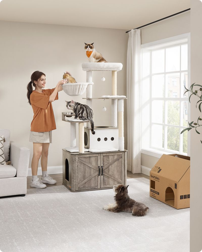 Nancy's Treixedo Krabpaal - Kattenboom - Kattentoren - Grijs - ± 80 x 50 x 170 cm