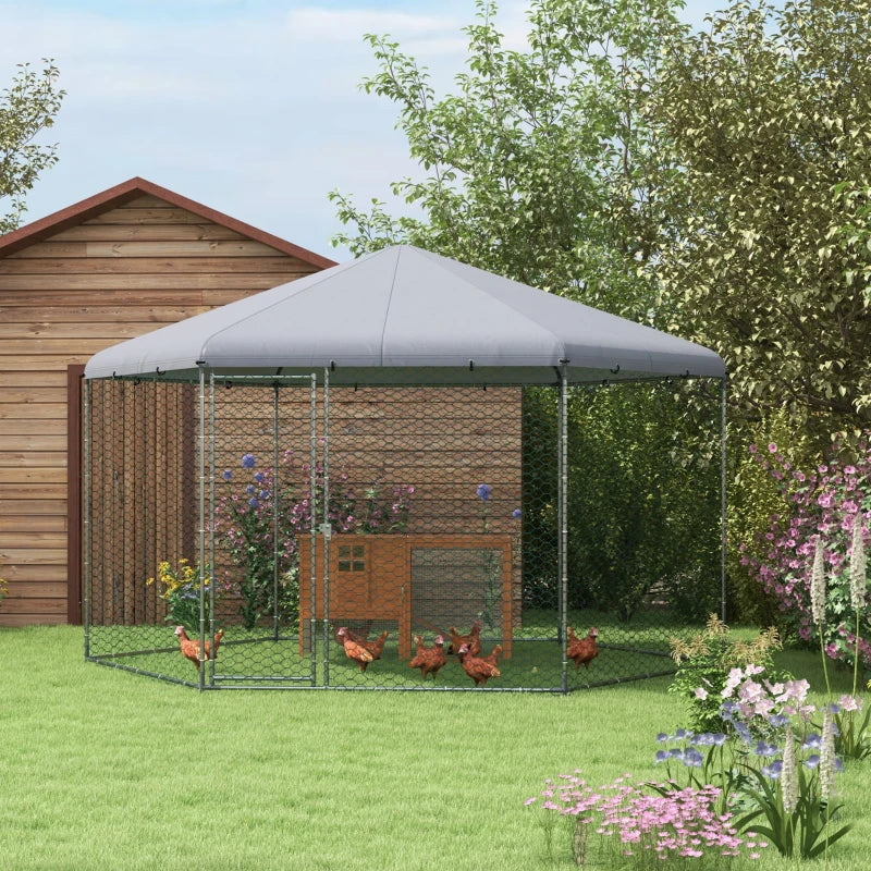 Nancy's Carnota Animal Run - Poulailler - Animal House - Argent - ± 400 x 350 x 260 cm