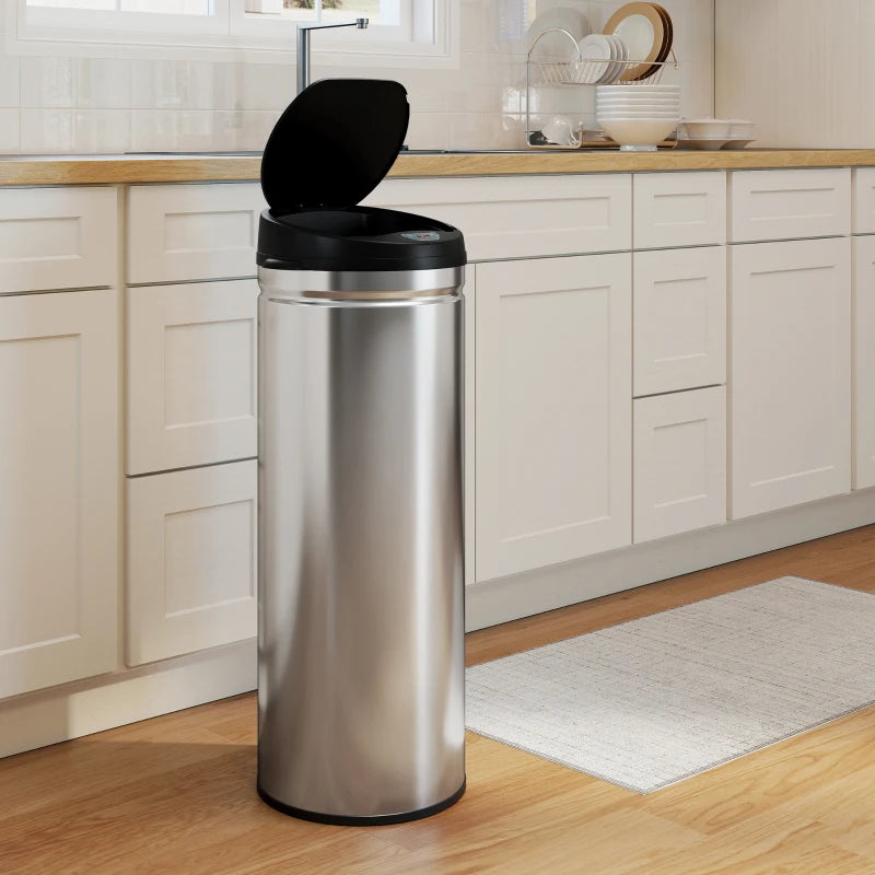 Nancy's Moiano Sensor Afvalbak - Automatische prullenbak - Sensor Prullenbak - Zilver / Zwart - RVS - 50 Liter