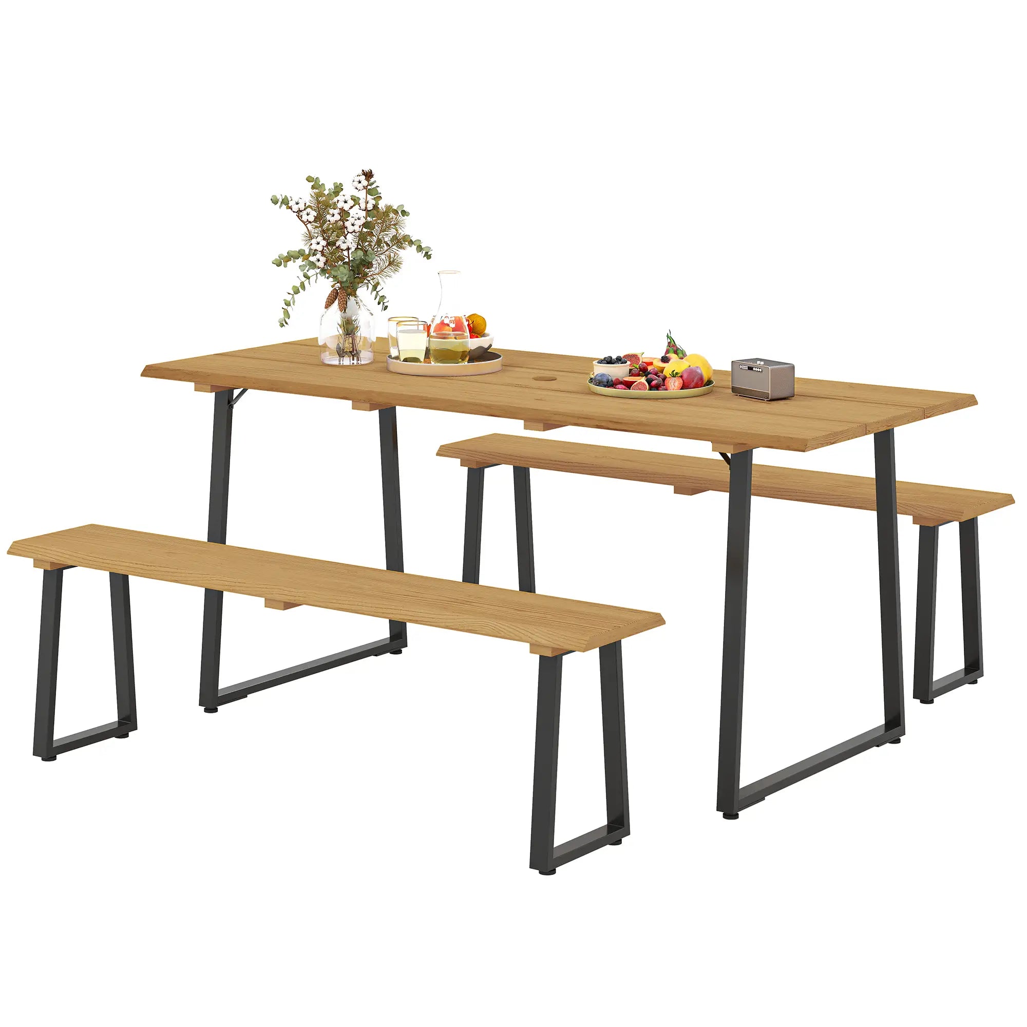 Nancy's Gallinaro Picknicktafel - Tuinset - Tuinmeubelset - Dennenhout / Staal