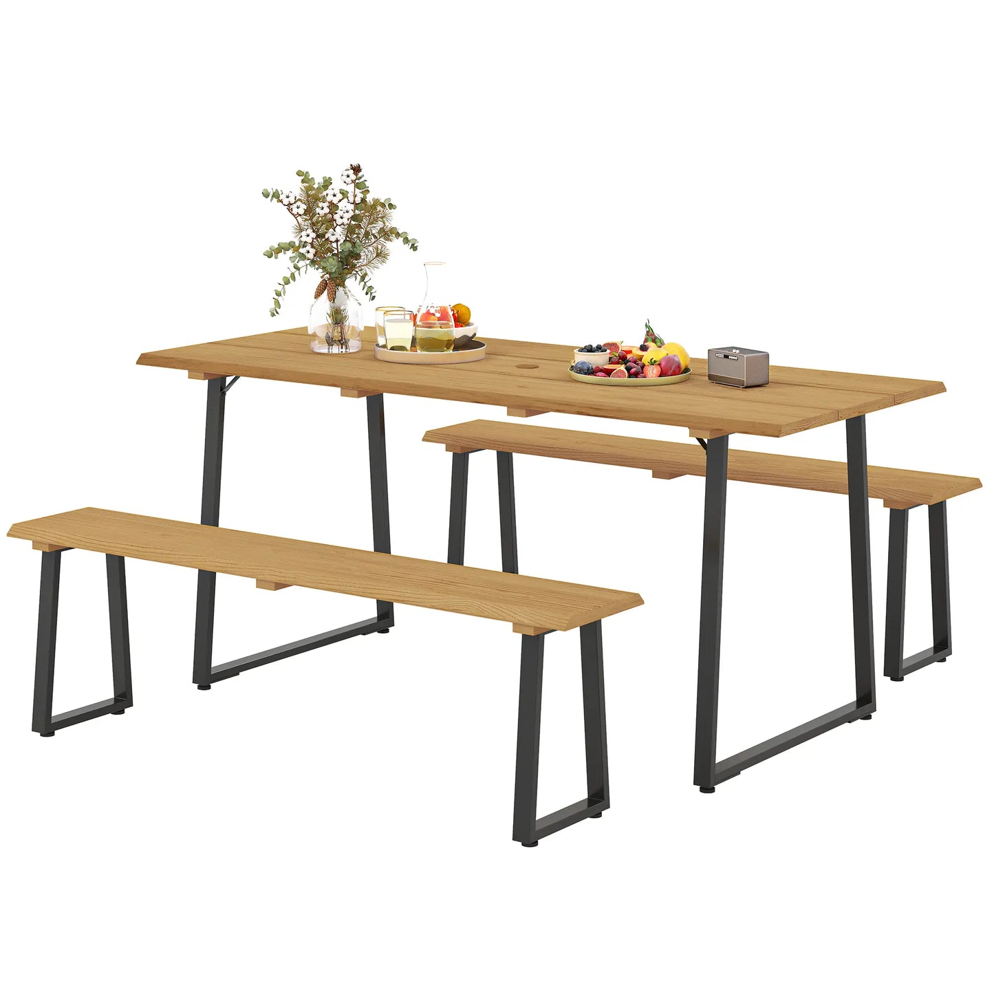 Nancy's Gallinaro Picknicktafel - Tuinset - Tuinmeubelset - Dennenhout / Staal