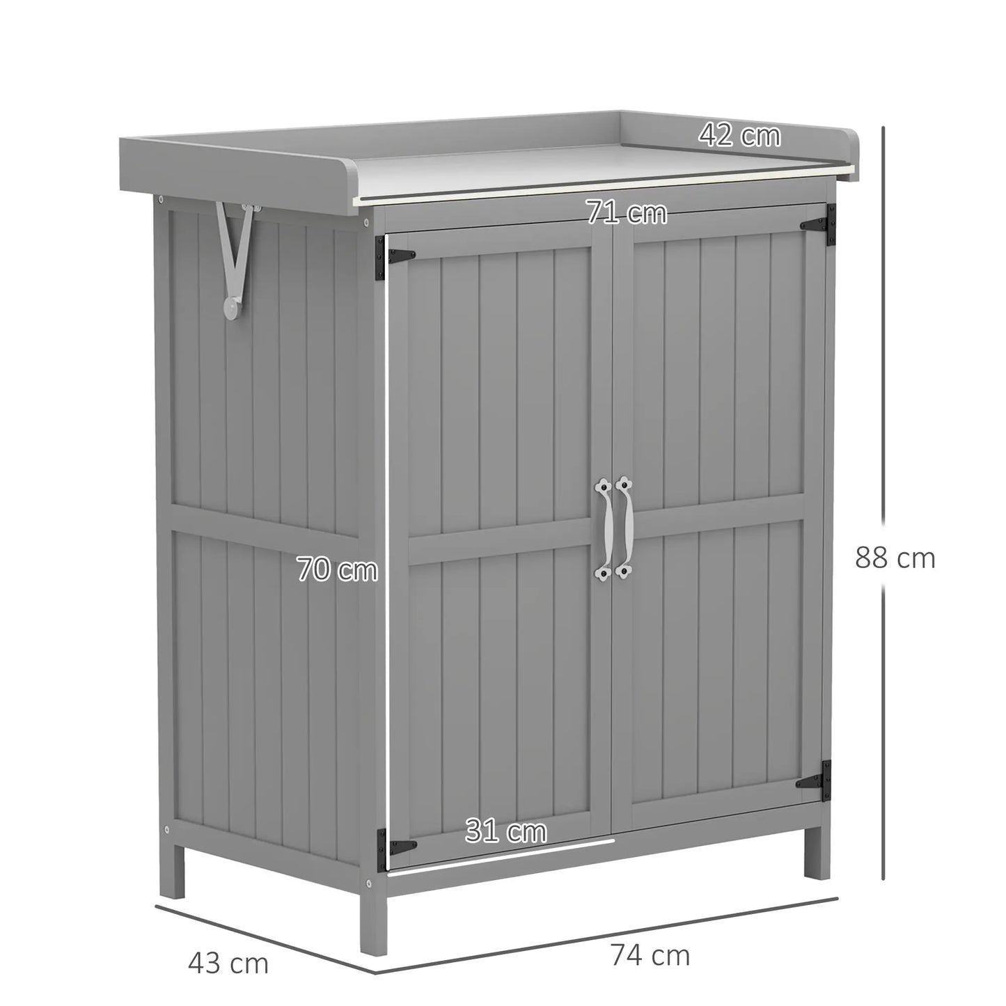 Nancy's Follina Planttafel - Tuinwerktafel - Tuinkast - Grijs - Dennenhout - ± 75 x 45 x 90 cm