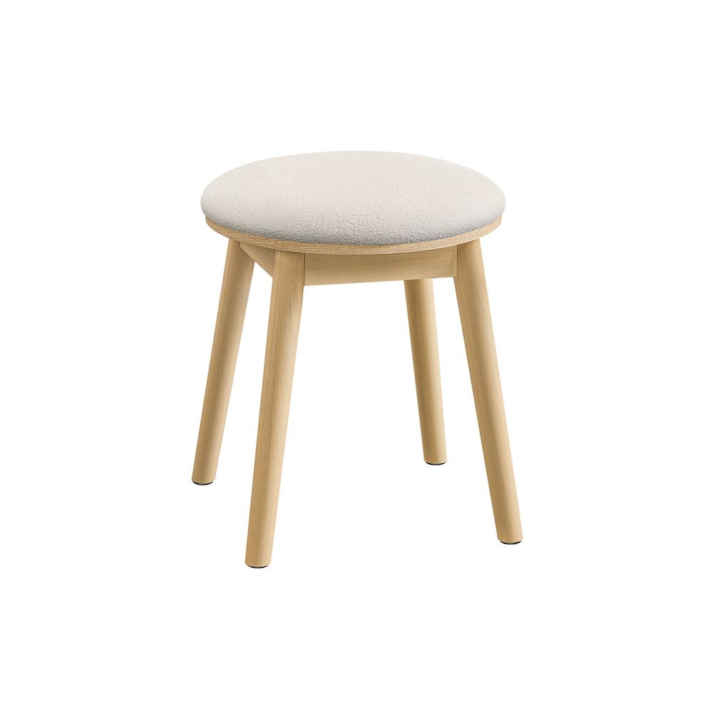 Nancy's Casais Make-up Stool - Ottoman - Stool - Cream White / Oak Beige - Ø 37 x 43 cm