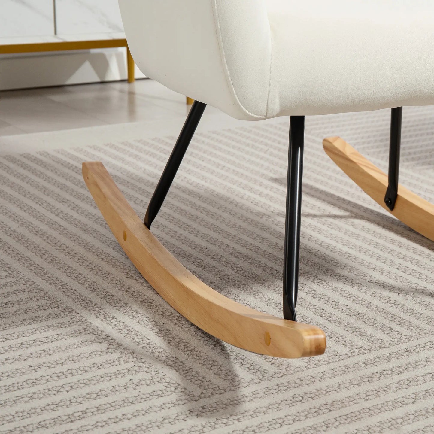 Nancy's Galatina Schommelstoel - Loungestoel - Relaxstoel - Roomwit - Fluweel