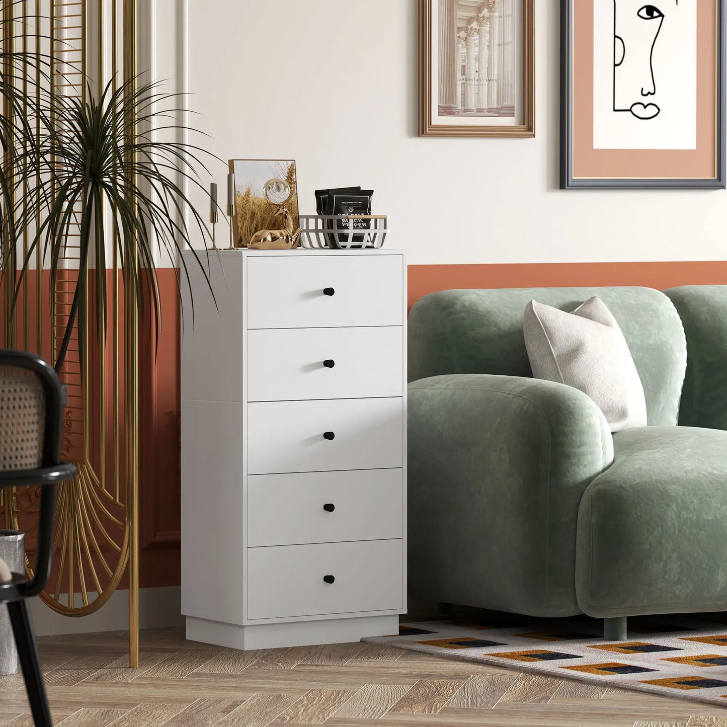 Nancy's Fossalon Commode - Dressoir - Opbergkast - Wit - ± 45 x 30 x 95 cm
