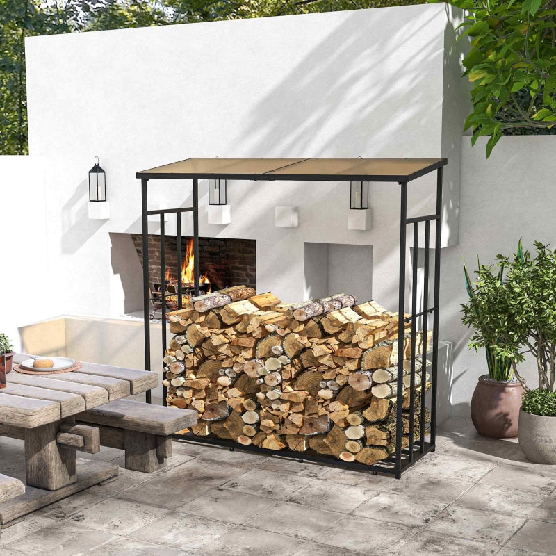 Nancy's Burny Openhaardhoutrek polycarbonaat dak, metalen frame, B185 x D67 x H185 cm